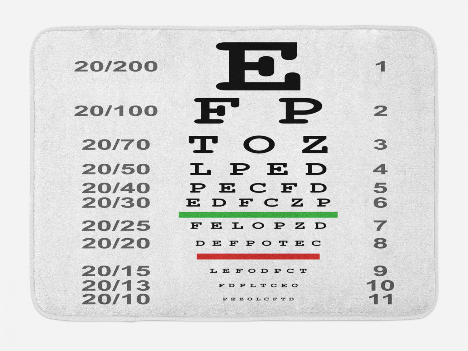 Eye Chart Vision Test Board Optometrist Bath Rug Non-Slip Floor Door Mat 16x24" 