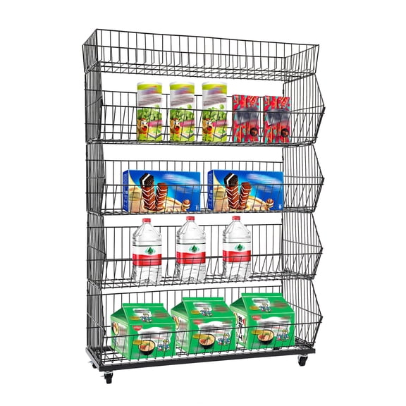 TFCFL 5-Tier Mobile Retail Display Rack Snack Merchandise Organizer Basket Storage Stand Cart