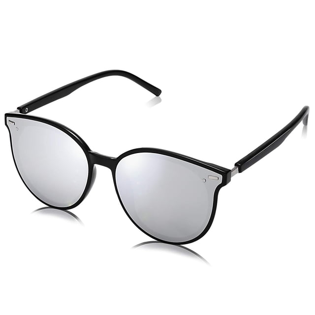 Gafas de sol SOJOS Classic Round SJ2067 para mujer y hombre, color negro y plateado