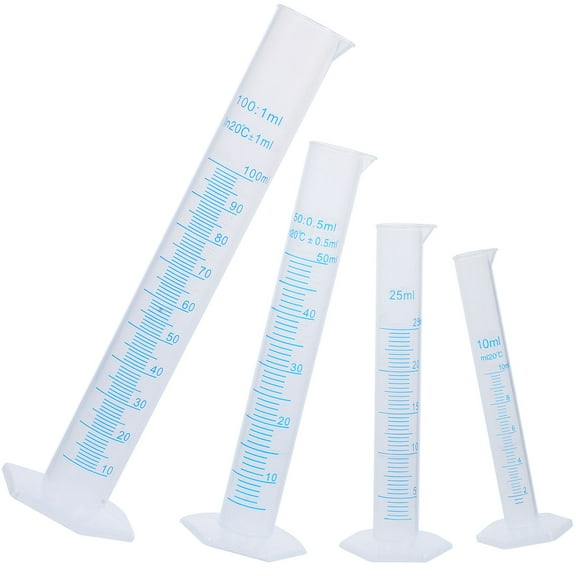 Uonlytech Plastic Graduated Cylinder Set Measuring Beaker Transparent Hard Plastic 4Pcs