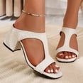 thumbnail image 6 of Domuza Women Leather Heeled Sandals Platform T-Strap Sandal Solid Color Open Toe Shinny Summer Comfortable Fashion Non Slip Breathable Walking Outdoor Casual Shoes White 7.5（EU-39）, 6 of 6