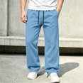 thumbnail image 5 of Xaqiouau Boys Wide Leg Sweatpants Loose Fit Casual Pants with Side Seam Detail Elastic Waist Drawstring Full Length Trousers Kids Everyday Sportswear Light Blue 10-11Years, 5 of 8