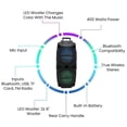 thumbnail image 3 of Technical Pro 400 Watt Each Rechargeable Bluetooth Speaker - Dual 8" Colorful LED Woofers TWS USB Mode SD Card FM Radio, 3 of 5