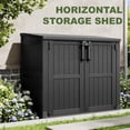 thumbnail image 3 of 36 Cu Ft Resin Outdoor Storage Shed, Weatherproof Horizontal Outdoor Storage Cabinet with Dual Lock Door for Backyard, Patio, Garage, Garden(Black), 3 of 7
