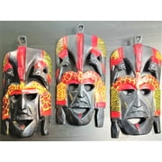 Set of 3 Kenya Maasai African Tribal Mask. 9-10" African Mask For Wall Hanging