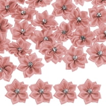 Uxcell 100-Pack Satin Ribbon Flowers, 1.2 Inch Mini Fabric Flowers with Rhinestones for Crafts and DIY Projects Champagne