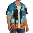 thumbnail image 2 of Honeii Lone Cowboy Desert Scene for Men's Short-Sleeved Button-Up Collared Shirt Featuring A Pocket, Perfect for Beach Vacations, And Travel Adventures.-4X-Large, 2 of 5