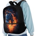 thumbnail image 3 of Uorisanigo Flaming Horse School Bag for Boys 6-12 Year Old with Padded Straps Kids Backpack Casual Daypack Travel or Sports Bags Universal Fit Preschool Elementary Kindergarten, 3 of 6