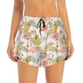 thumbnail image 2 of Xecao's Tropical Flamingo Pineapple for a double-layer running short for women, perfect for gym, tennis, and more, featuring a convenient pocket., 2 of 9