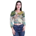 thumbnail image 1 of Moomaya Crop Top Manches Longues pour Femmes Imprimé Décontracté Été T-Shirt Crop Top, 1 of 4
