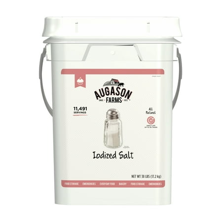 Augason Farms Iodized Salt Certified Gluten Free Long Term Bulk Food Storage 38 Pound 4-Gallon Pail 11,491 (Best Long Term Food Storage Company)