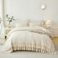 thumbnail image 2 of 5Pcs Beige Ruffled Comforter Set Queen Double-Layer Shabby Chic Bedding with Sheets, 2 of 7