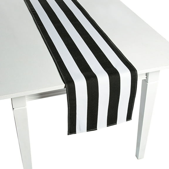 Black & White Striped Table Runner - Home Decor - 3 Pieces