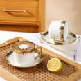 thumbnail image 4 of LETAOTAO Cappuccino Cups, 8.5 oz Ceramic White Cup and Saucer Set of 6, 4 of 13