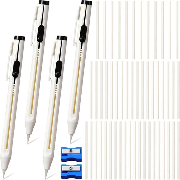 56Pcs White Chalk Pencil for Sewing, Tailors Fabric Chalk Pencil Set with Refills for Quilting,Dressmaking DIY Craft