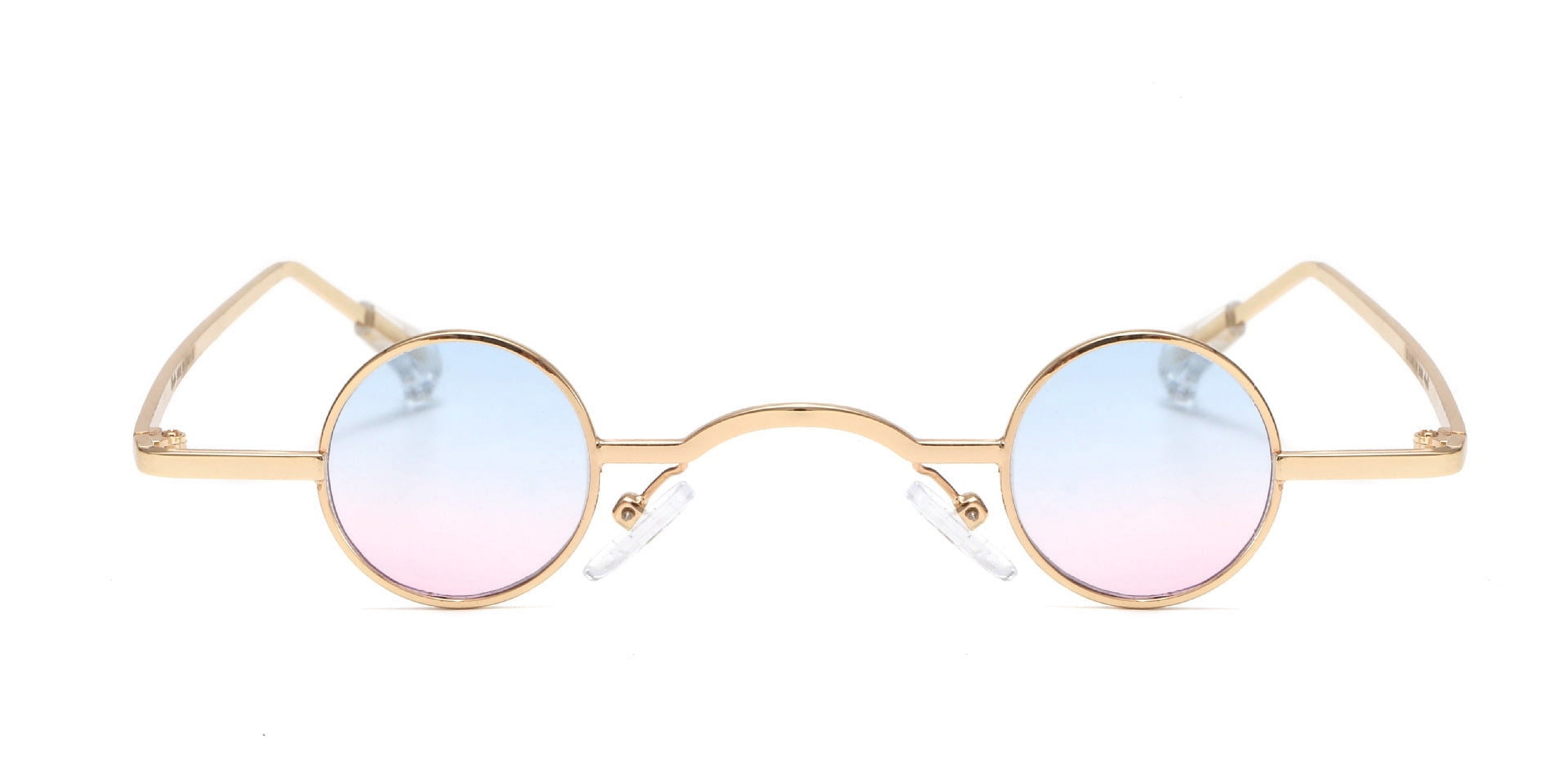 Retro Round Frame Sunglasses for Men, UV400 Protection, Metal Frame, PC Lens, Punk Style, Cool for Filming, Large Fit
