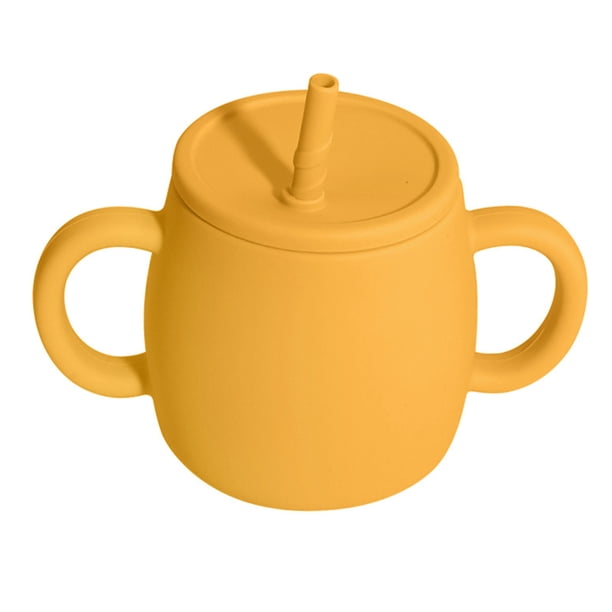 Vaso educativo preescolar de silicona con tapa, asa y pajita apto para bebés mayores de 6 meses