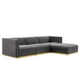 thumbnail image 2 of Modway Sanguine Channel Tufted Performance Velvet 4-Piece Modular Sectional Sofa in Gray, 2 of 10