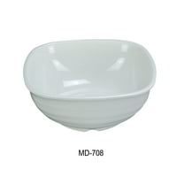 Yanco MD-708 Milando 8" Square Bowl, 42 oz Capacity, 3.75" Height, Melamine, White Color, Pack of 24