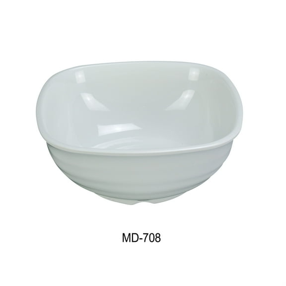 Yanco MD-708 Milando 8" Square Bowl, 42 oz Capacity, 3.75" Height, Melamine, White Color, Pack of 24