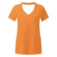 thumbnail image 4 of Rciityk Orange Work Scrub Shirts for Women Regular Nursing Uniform Tops Summer Short Sleeve V Neck Solid Tops Medicals Scrub Stretch Work Tops with Pockets, 4 of 5