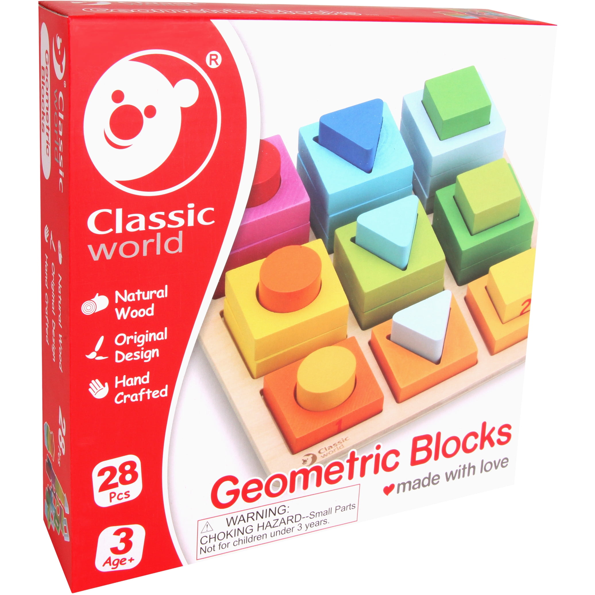 Classic World Wooden Geometric Blocks Set