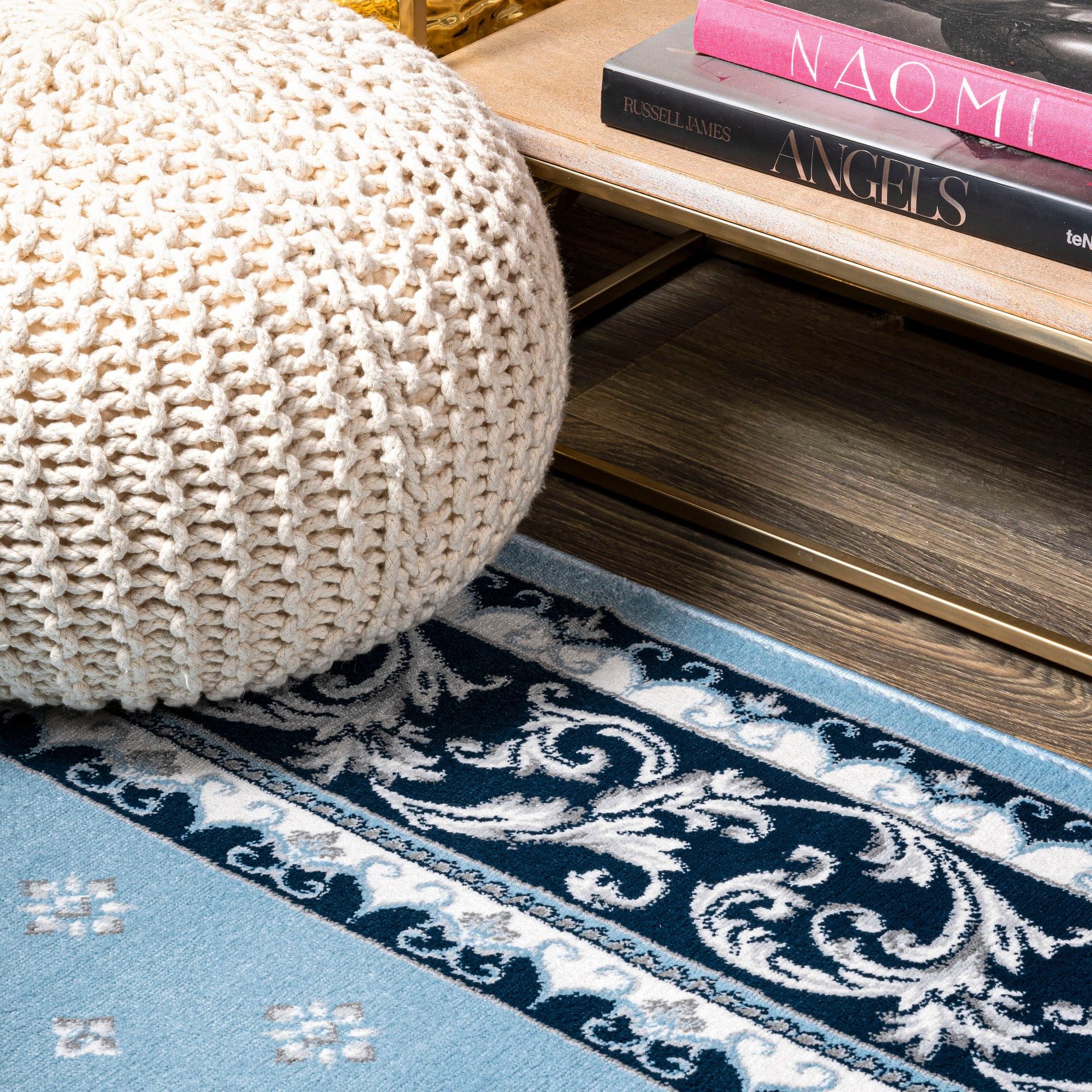 JONATHAN Y MODERN PERSIAN 4 x 6 Area Rug, Acanthus French Border - Blue/Navy, MDP504E-4