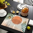 thumbnail image 4 of Orange Boho Geometric and Plant Pattern Summer Placemats Table Placemats Set Of 4-Linen Kitchen Washable Placemats Table Mats 11.8"x17.7" Non-Slip Heat Resistant, 4 of 6