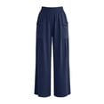 thumbnail image 5 of RUTAYY Women's Pants High Waist with Pocket Solid Color Casual Everyday Wear Breathable Loose Fit Chic Travel Trousers, 5 of 7