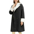 thumbnail image 2 of Women's Fleece Lined Trench Coat, Mid-Length Casual Windbreaker, Soft Plush Inner Layer Jacket, Elegant Outerwear, Comfortable Daily Wear Coat Dark Gray XXXL, 2 of 5