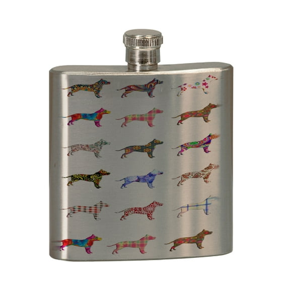 KuzmarK 6 oz. Stainless Steel Pocket Hip Liquor Flask - American Staffordshire Terrier Dog