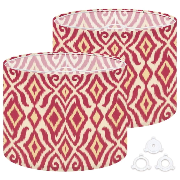Lamp Shades Set of 2 Easy Assembly Ikat ethnic traditional orientation tribal Textile Drum Lampshades for Table Lamps Floor Lamps Pendant Light 13"x13"x10" Replacement Lamp Shade