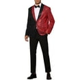 thumbnail image 2 of Lars Amadeus Sequin Blazer for Men's Shawl Lapel Party Sparkle Color Block Sports Coats, 2 of 5