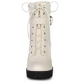 thumbnail image 3 of BLISSFUL STEP Women's Platform Buckle Lace Up Block Heel Ankle Boot Beige (Size 8.5), 3 of 7