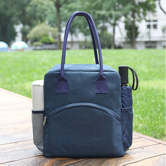 COMPUKAS Simple Bento Bag Navy with Safe Insulated Lining and Functional Front Pocket