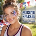 thumbnail image 6 of Red White Blue Hair Glitter Stick, 4th of July American Flag Star Face and Body Glitter, Fourth of July Accessories, Waterproof Glitter Makeup for Women for Football Game(G), 6 of 8