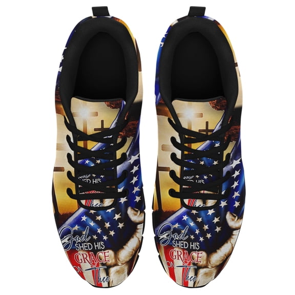 God Shed His Grace On Thee Running Shoes Sneakers Mesh Black Size 3.5