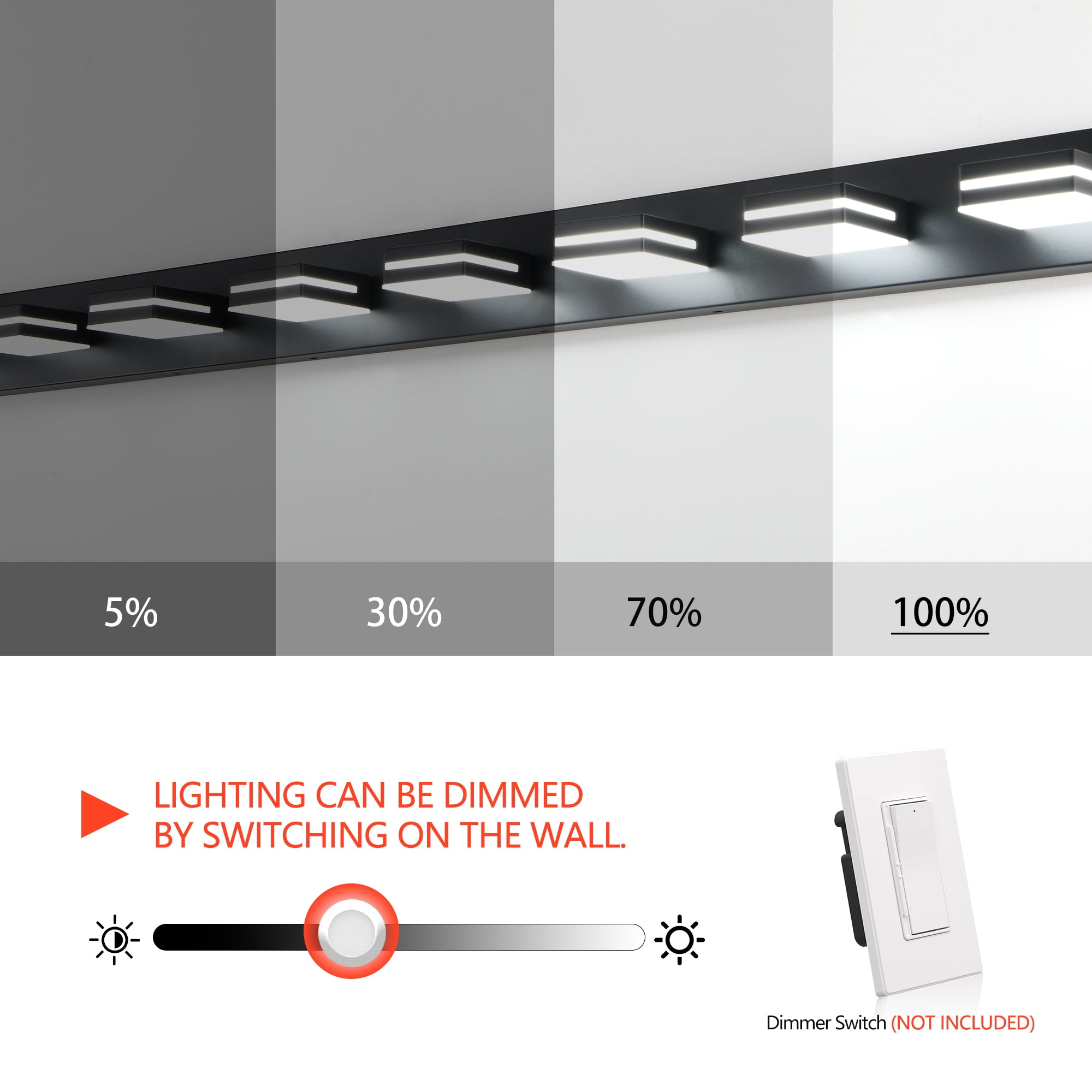 8-Light Modern Black LED Bathroom Vanity Light, Wall Mount Mirror Lighting Fixture, Energy Efficient, Sleek Minimalist Design for Bathroom, Bedroom and Powder Room