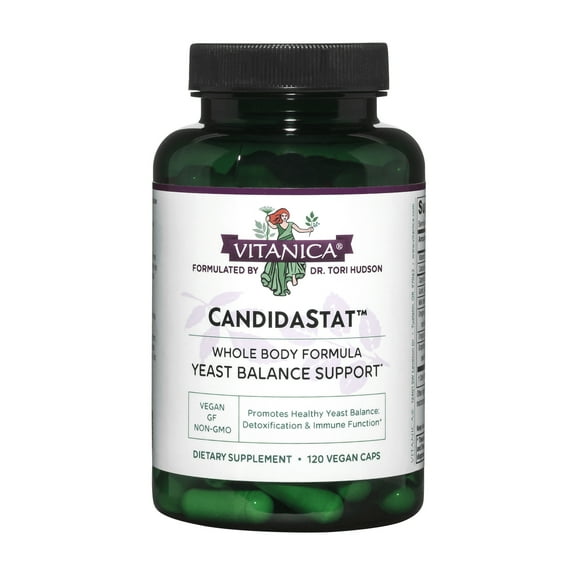 Vitanica Candidastat, Yeast Balance Supplement and Support, Vegan, 120 Capsules
