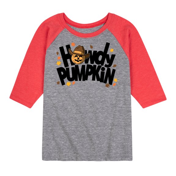 Instant Message - Fall - Howdy Pumpkin - Toddler & Youth Raglan Graphic T-Shirt