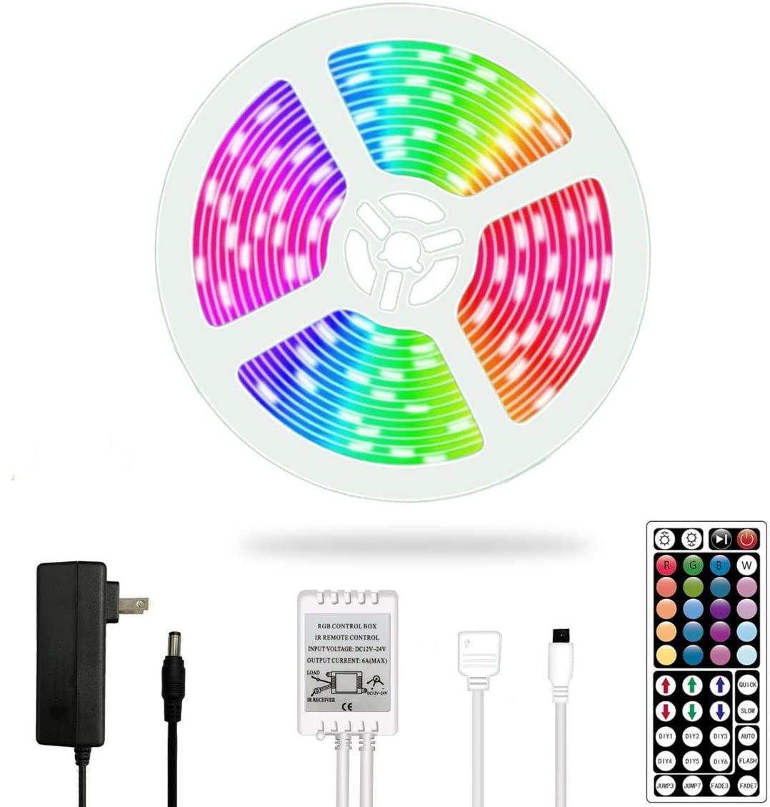 Details about   5M 150 LEDs 5050RGB LED Strip Lights 44 Keys Remote+Music Control Waterproof 
