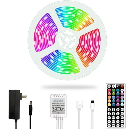 16.4FT/5M 150 LEDs Light Strip 5050 RGB Color Changing LED Lights with 44 Key Remote for Bedroom Kitchen Party TV