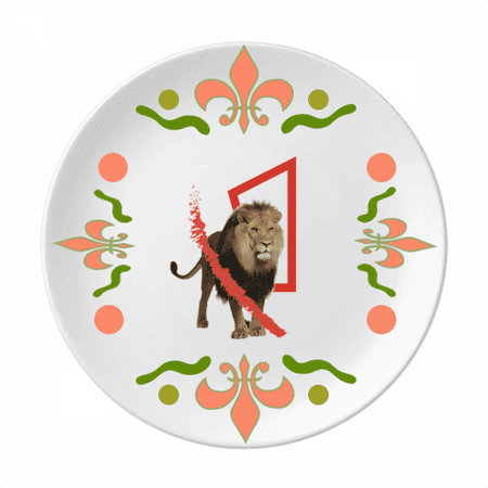 

Feline Lion Box Ferocious Flower Ceramics Plate Tableware Dinner Dish