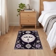 thumbnail image 3 of ODIKA 2'x3' Ultra-Soft Accent Mat, Celestial Sun Moon Face Scroll Border Distressed Astrology Round None Washable, Bare feet friendly, Easy Care Indoor rug for Bedside, Footrest, 3 of 7