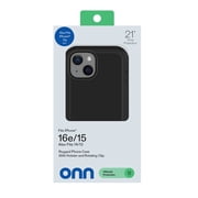 onn Rugged Phone Case with Holster for iPhone 17e / iPhone 16e / iPhone 15 / iPhone 14 / iPhone 13 - Black