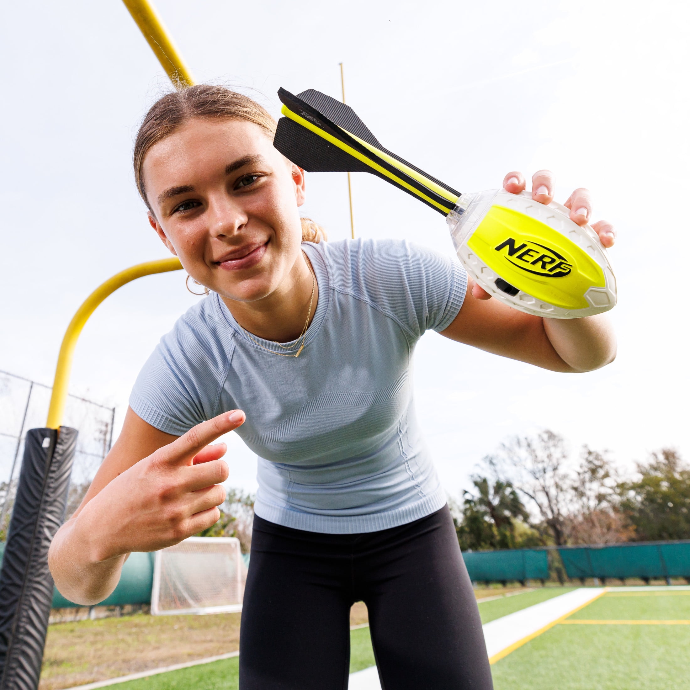 NERF Vortex Lightstrike Aero Howler Foam Football - NERF Light Up Soft Football with LED Lights for Long-Distance Throws - Kids Aero Howler Whistle Foam Ball - Yellow
