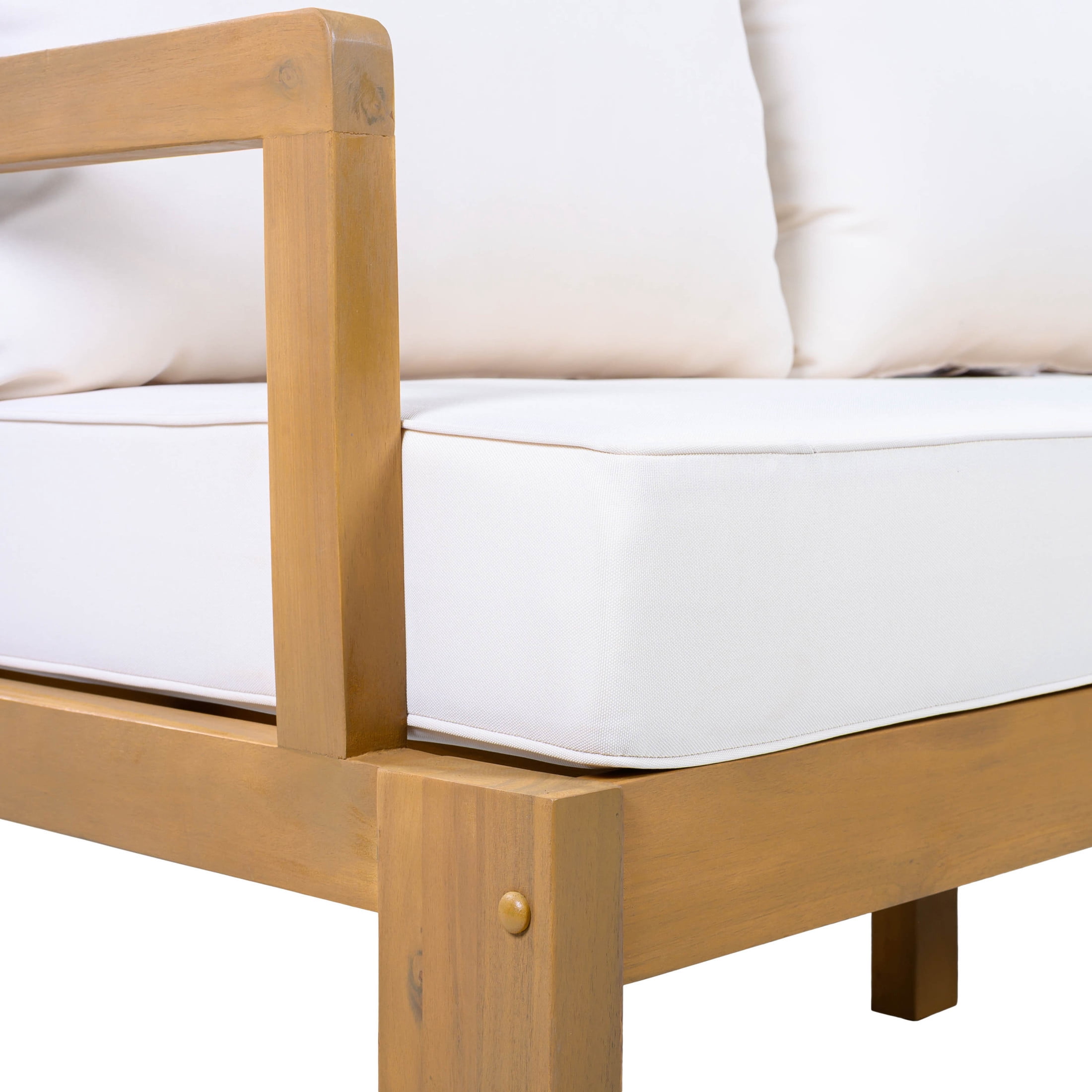 Christopher Knight Home 3-Seater Outdoor Patio Sofa with Waterproof Cushions, Natural + Beige
