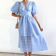 thumbnail image 2 of Ketyyh-chn99 Robes d'Été Grande Taille Décontractées de Plage Robe d'Été Décontractée Mini-Robe Ample Confortable à Rayures à Manches Longues Longue Robe Bleu Clair,TG, 2 of 5