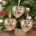 thumbnail image 5 of CuiLiyq 6 PCS Heart Disco Christmas Ornaments, Heart Shaped Mirror Ball Pendants, Cool Reflective Hanging Bulbs, for Holiday Xmas Tree Birthday Party Wedding Decoration (Gold), 5 of 6