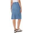 thumbnail image 3 of INSPIRE CHIC Denim Skirt for Women Casual High Waist Back Slit Stretch Knee Length Jean Skirts with Pockets XS Blue, 3 of 6